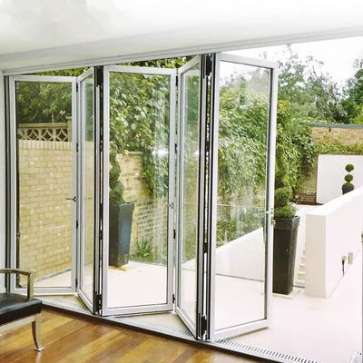 خارجيّ بلاستيكيّ قابل للطيّ باب UPVC إطار زجاجيّ أكورديون تصميم Bifold