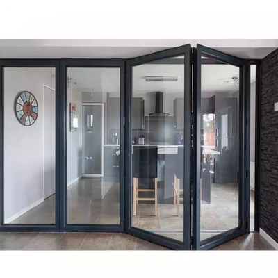 EPDM مقاوم للماء الخارجي الألومنيوم باب قابل للطي زجاج Bifold فناء انزلاق