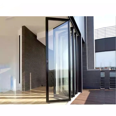 EPDM مقاوم للماء الخارجي الألومنيوم باب قابل للطي زجاج Bifold فناء انزلاق