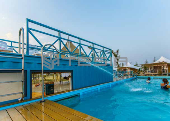 Tesia Industry Custom Prefab Modular 20FT 40FT Container House Luminous Swimming Pool