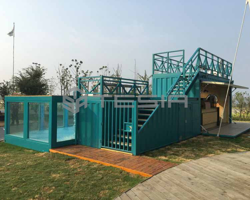 Tesia Industry Custom Prefab Modular 20FT 40FT Container House Luminous Swimming Pool