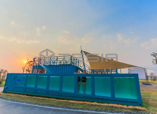 Tesia Industry Custom Prefab Modular 20FT 40FT Container House Luminous Swimming Pool