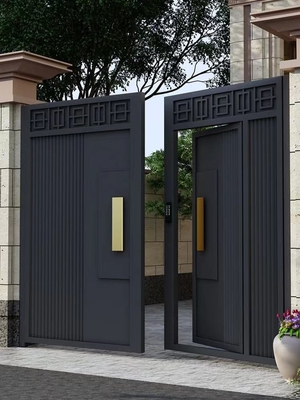الديكور الخارجي المدخل الأسود الباب المزدوج من الفولاذ المقاوم للصدأ