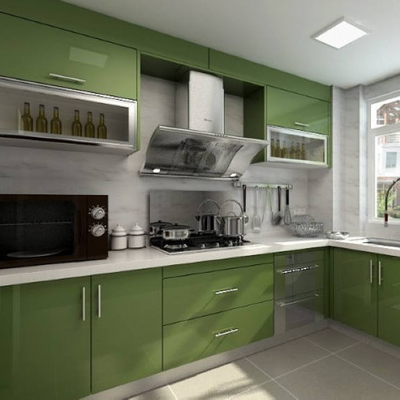 CAD رسم خزائن مطبخ معيارية اقتصادية مع أبواب طلاء مطلية