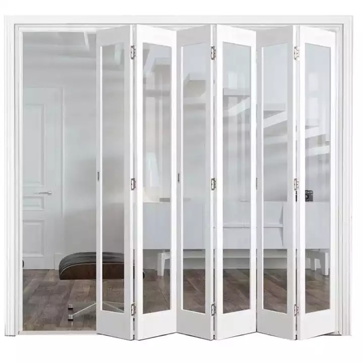 خارجيّ بلاستيكيّ قابل للطيّ باب UPVC إطار زجاجيّ أكورديون تصميم Bifold